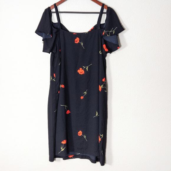 Ashley Graham Beyond Women’s Dress Cold Shoulder Black Floral Pull-On Size 1X - Picture 2 of 10